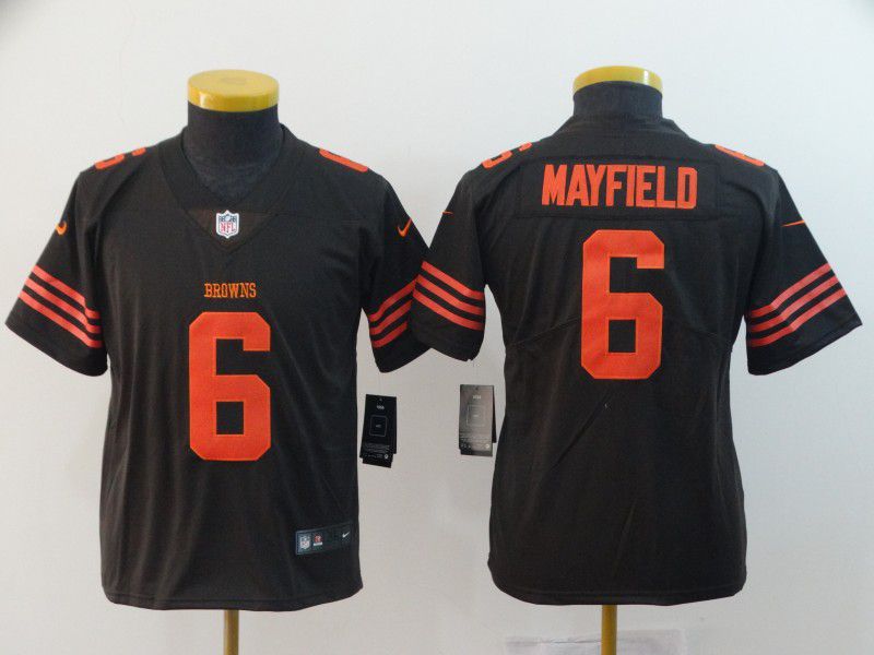 Youth Cleveland Browns #6 Mayfield Brown Nike Vapor Untouchable Limited Playe NFL Jerseys